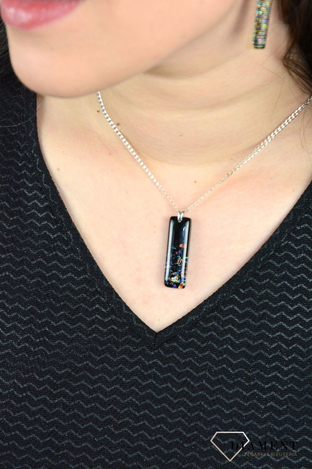 Zawieszka szkło weneckie 'Opalizująca czerń' Murano 51.jpg